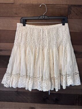 Joie Lace-Trim Cream Boho Skirt